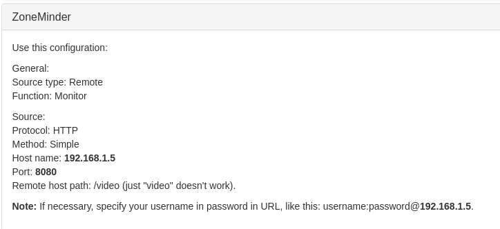 IP Web Cam ZoneMinder URL